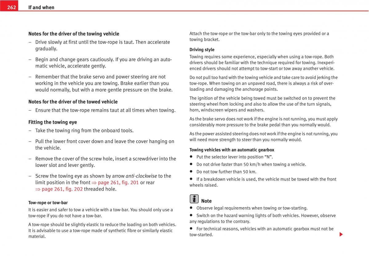 manual  Seat Altea owners manual / page 264