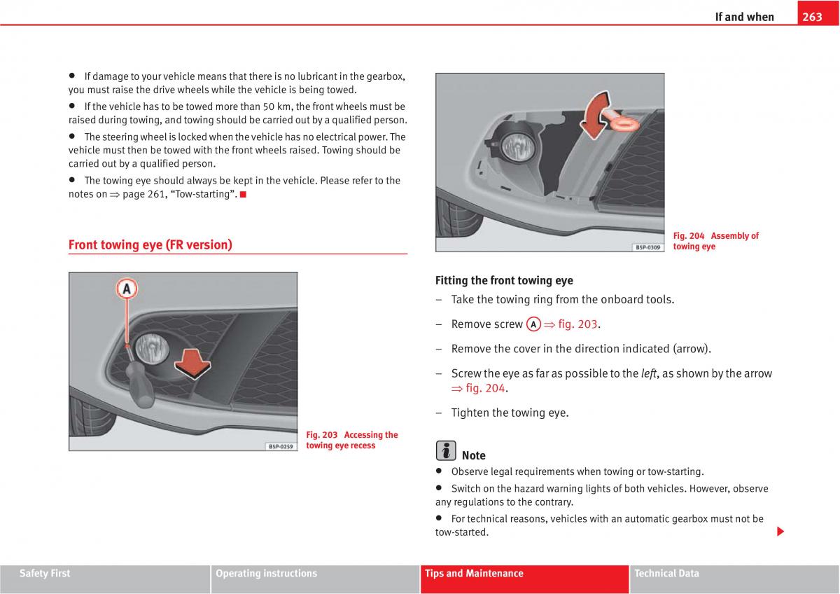 manual  Seat Altea owners manual / page 265