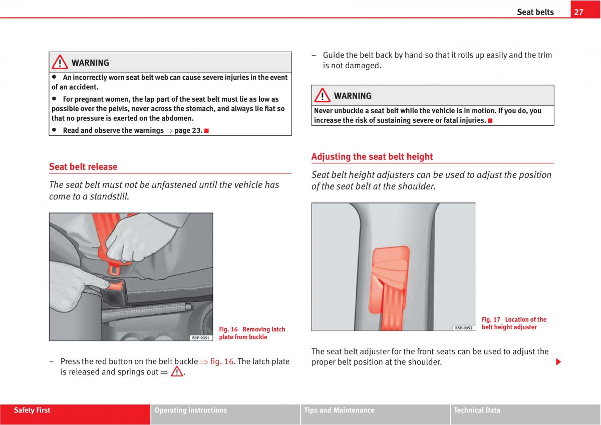 manual  Seat Altea owners manual / page 29