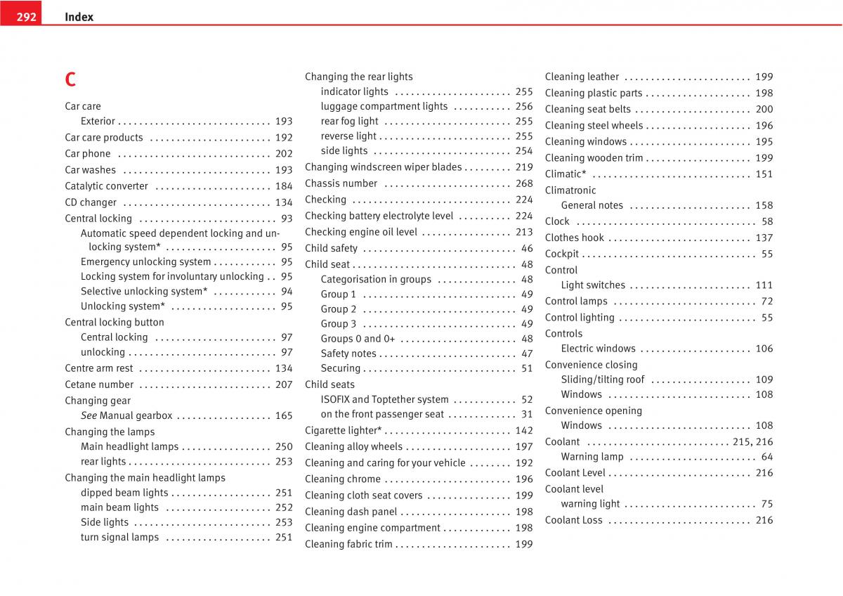 Seat Altea owners manual / page 294