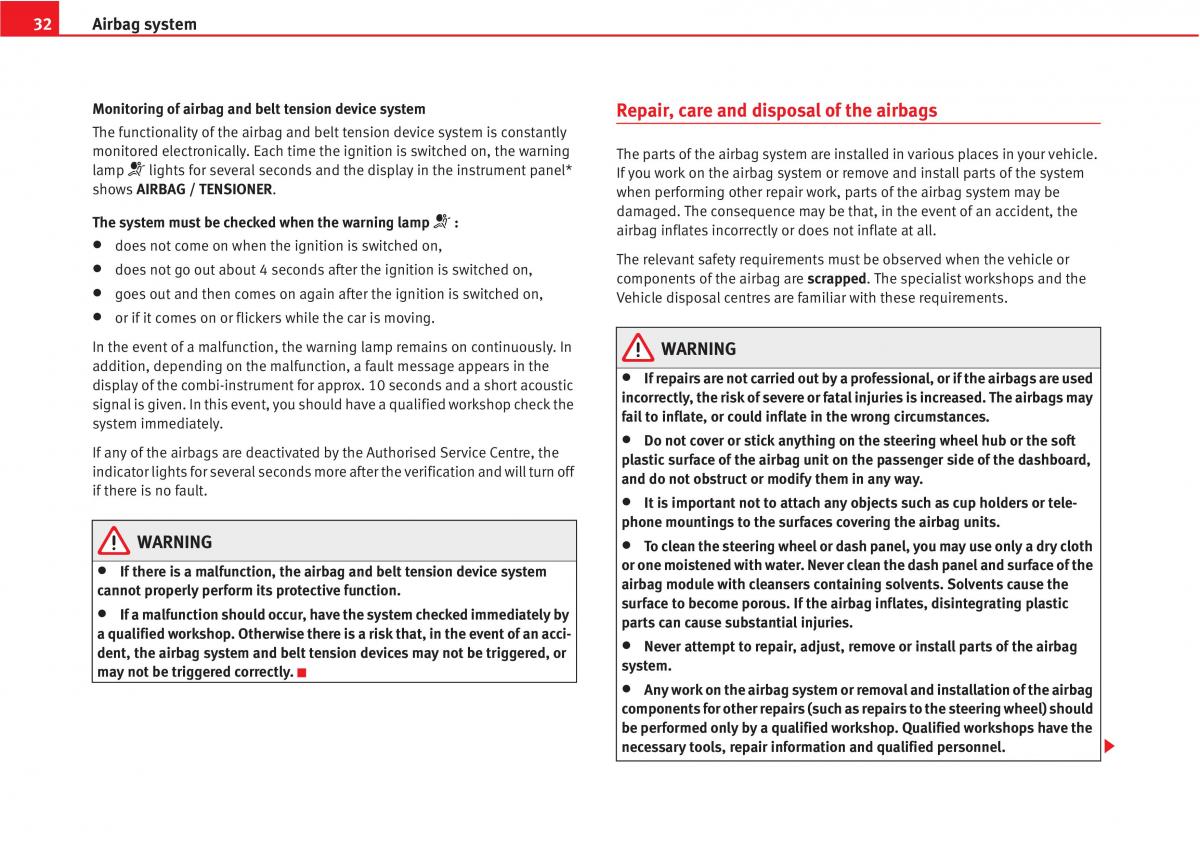 Seat Altea owners manual / page 34