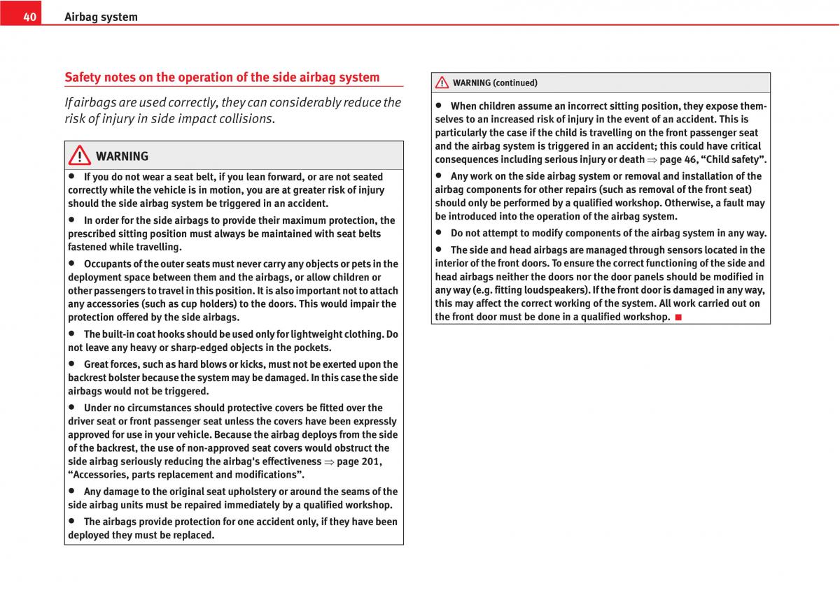 manual  Seat Altea owners manual / page 42