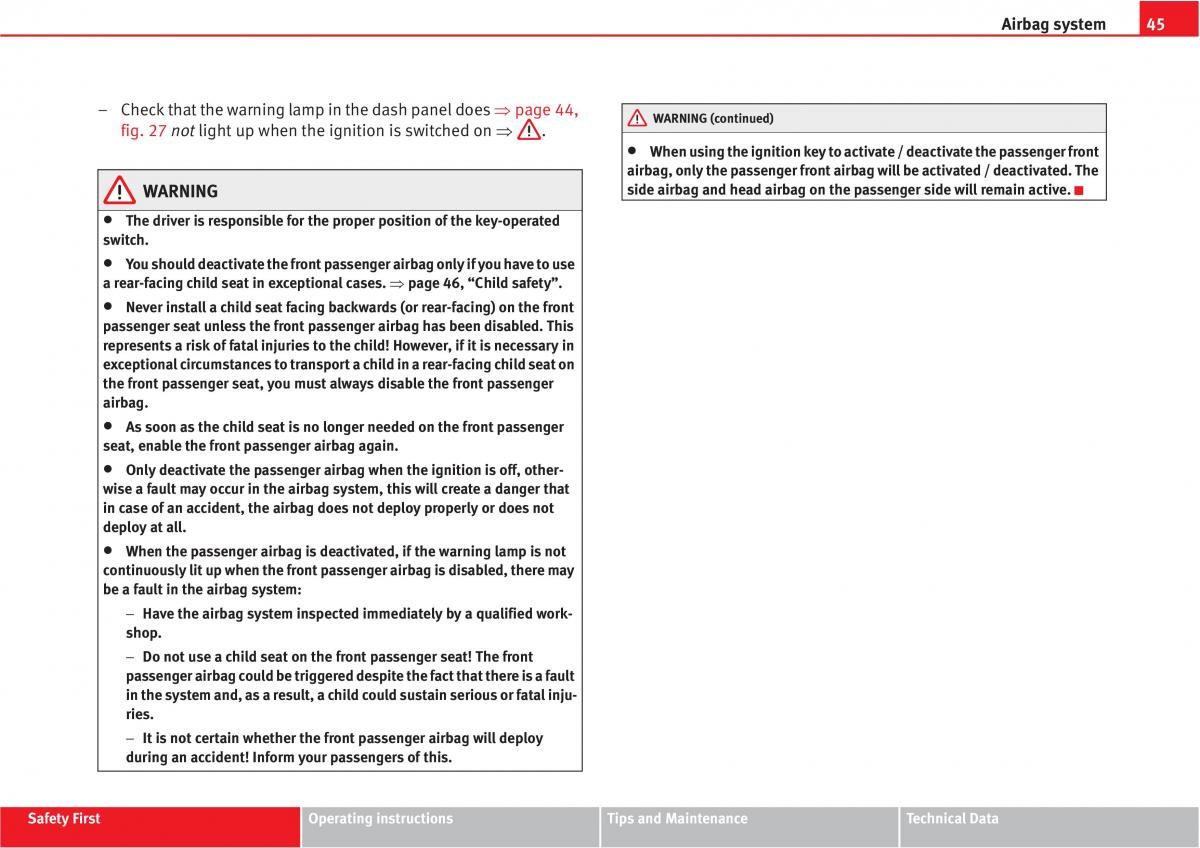 manual  Seat Altea owners manual / page 47