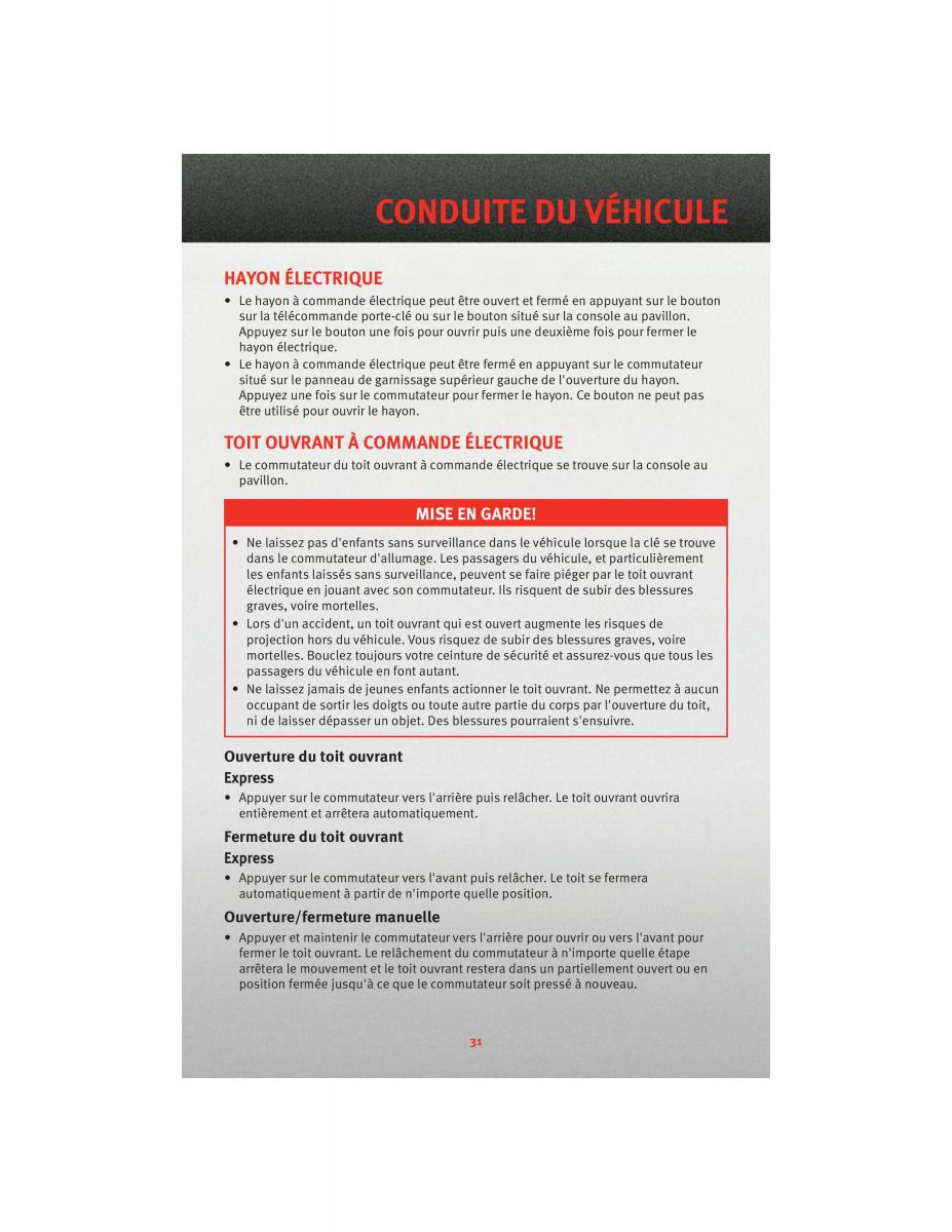 manual  Dodge Grand Caravan V 5 manuel du proprietaire / page 33