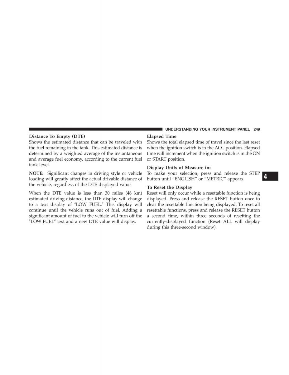 Dodge Grand Caravan V 5 owners manual / page 250