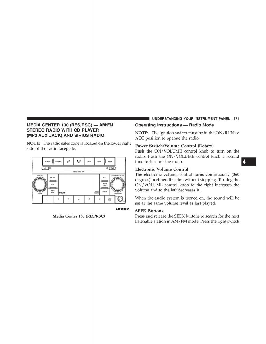 Dodge Grand Caravan V 5 owners manual / page 272