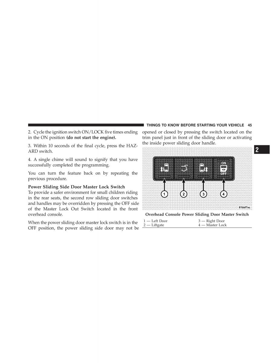 Dodge Grand Caravan V 5 owners manual / page 46