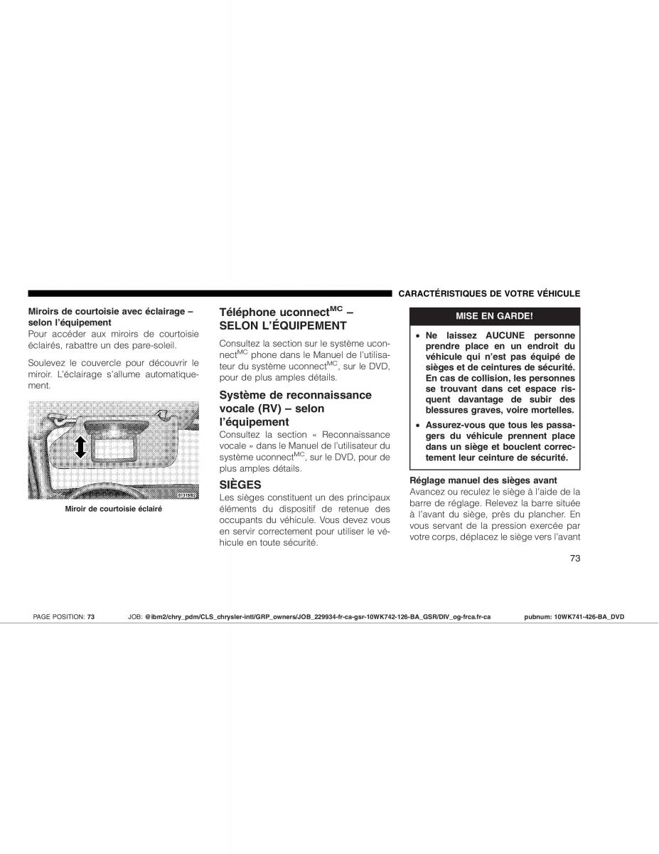 manual  Jeep Grand Cherokee WK WH SRT8 manuel du proprietaire / page 73