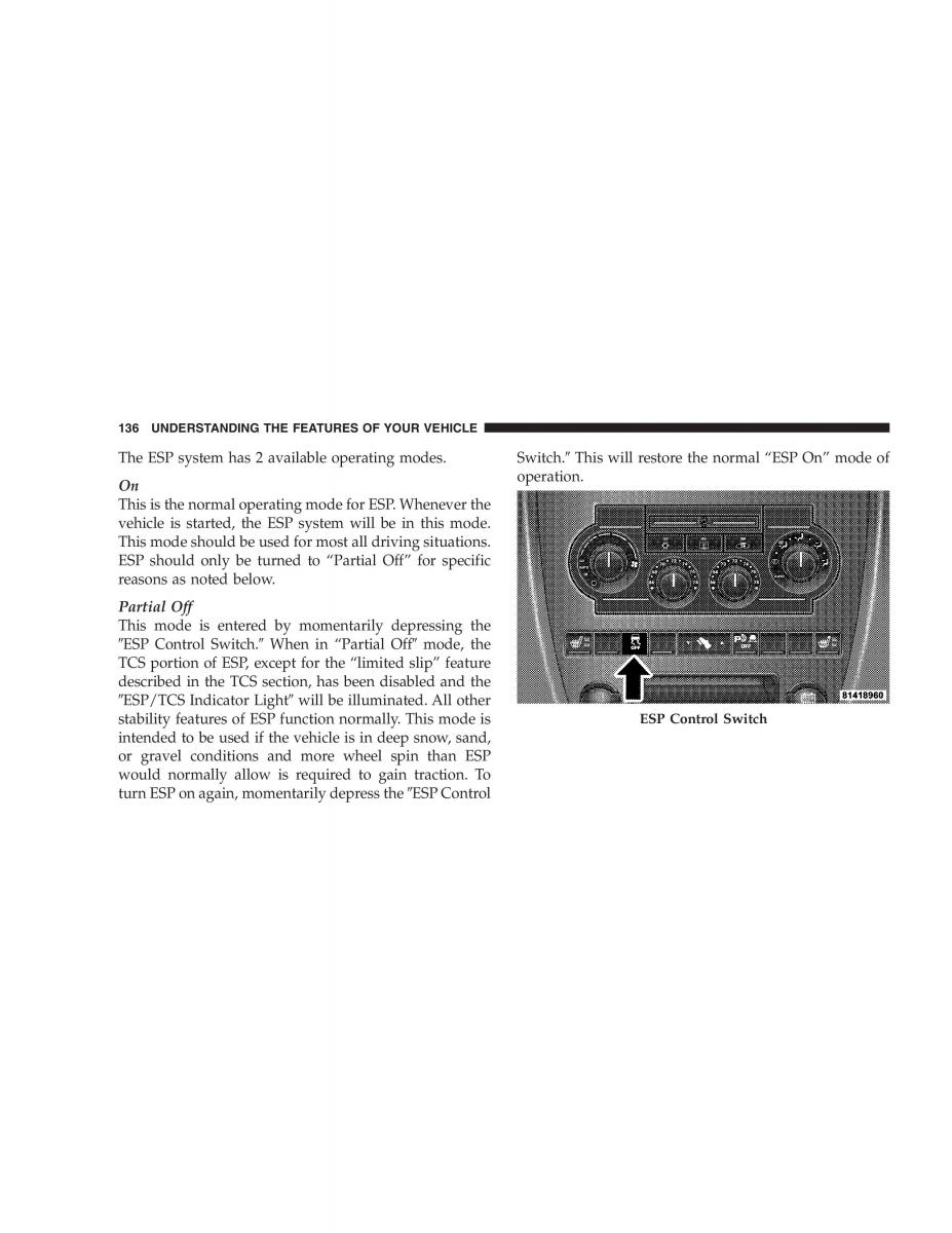 Jeep Grand Cherokee WK WH SRT8 owners manual / page 136