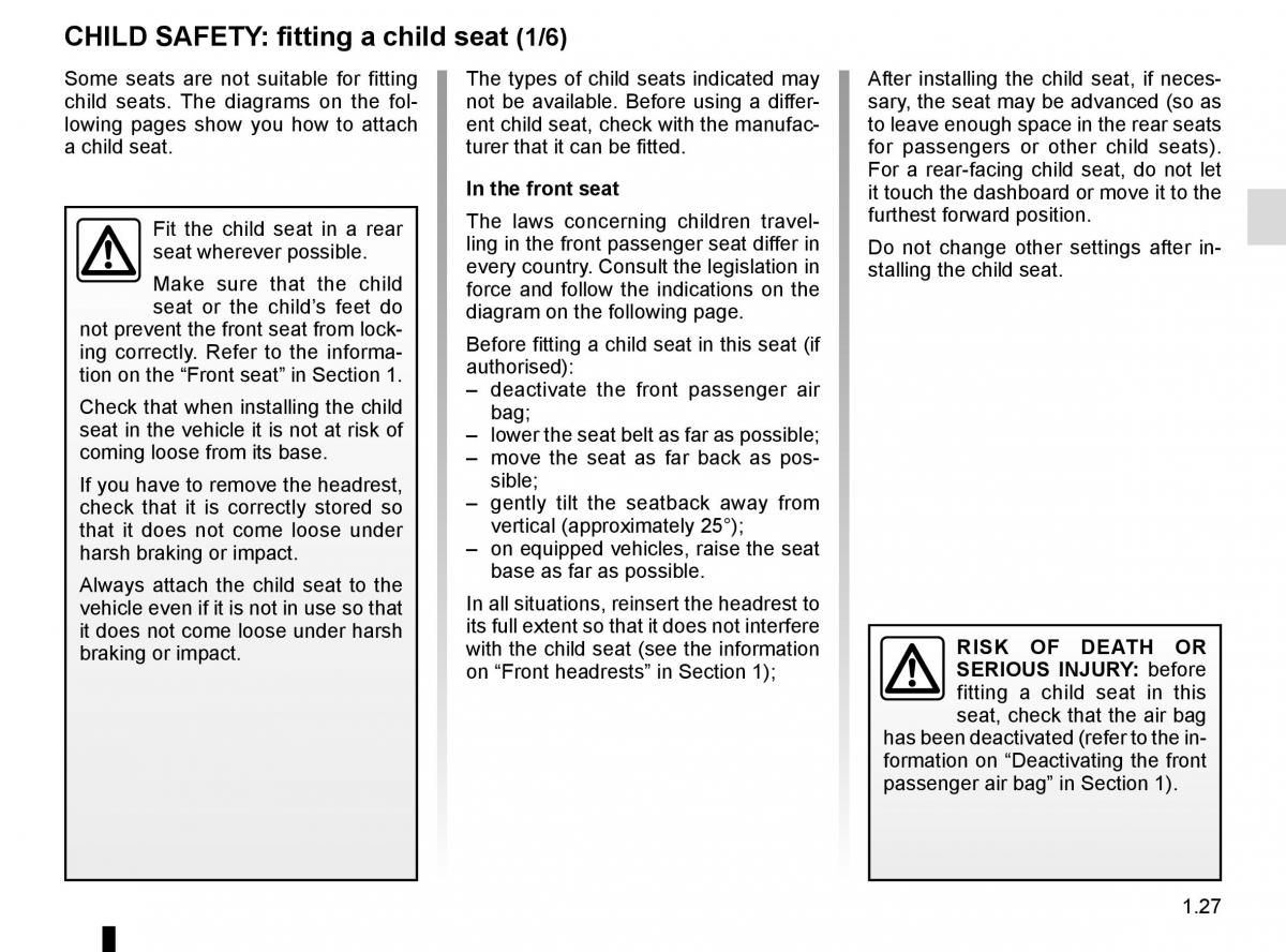 Dacia Duster owners manual / page 33