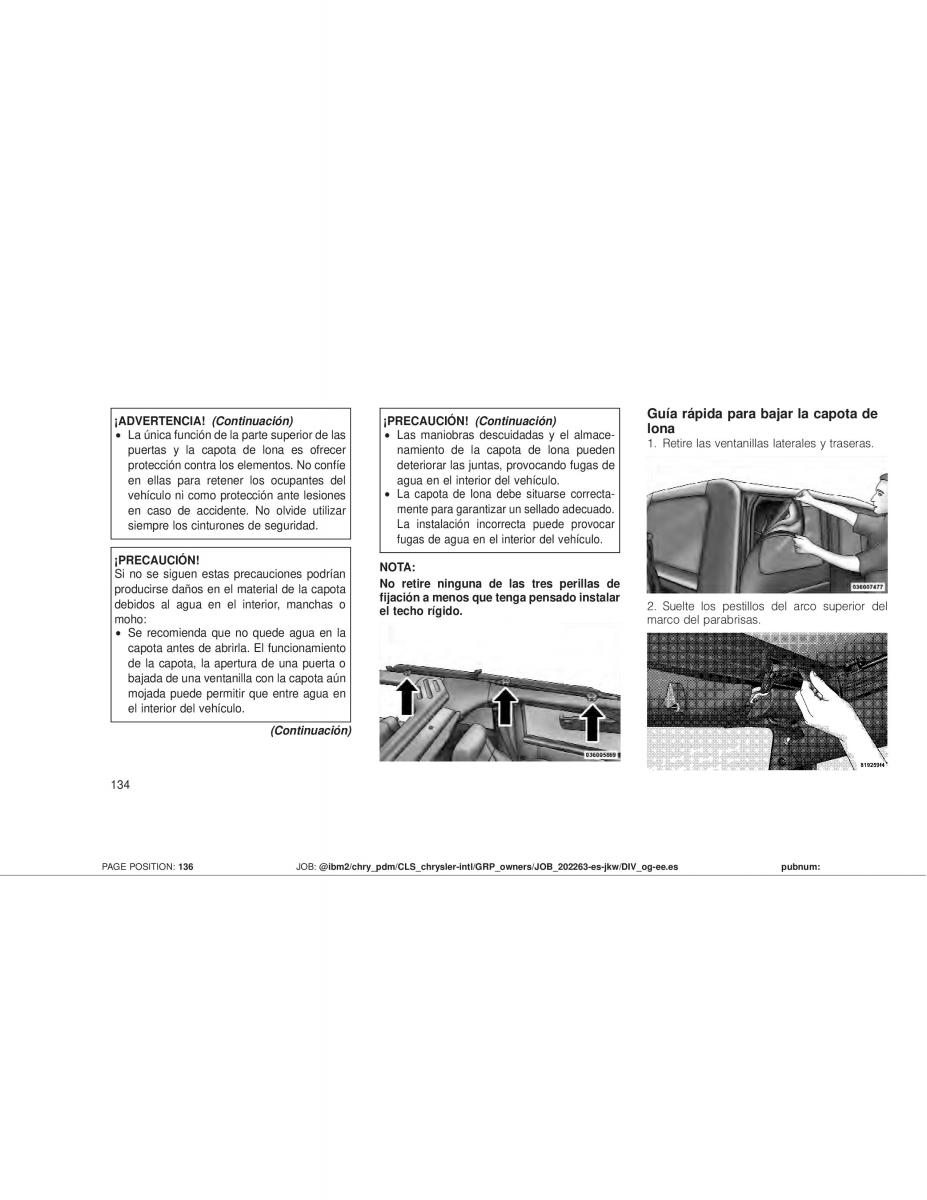 Jeep Wrangler JK manual del propietario / page 136