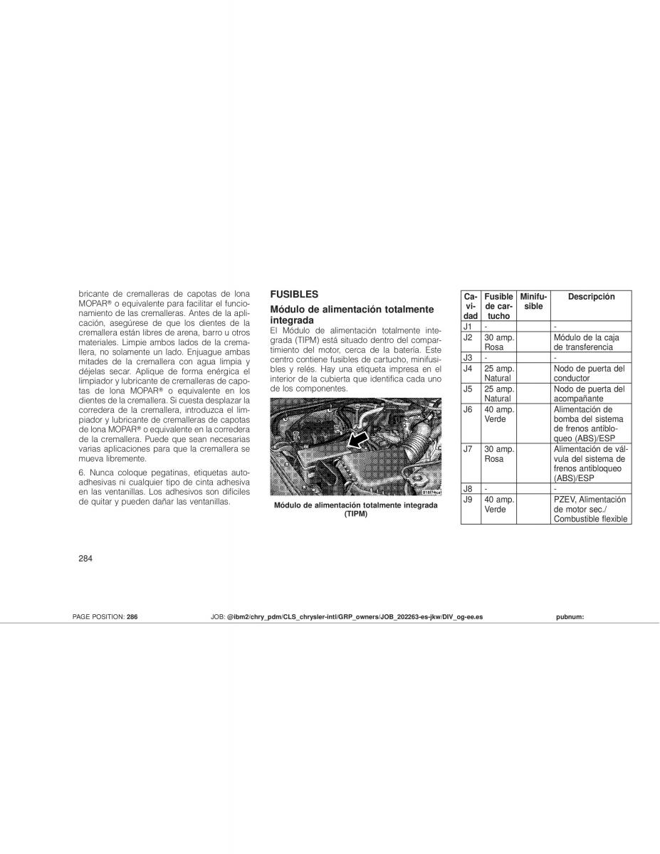 Jeep Wrangler JK manual del propietario / page 286