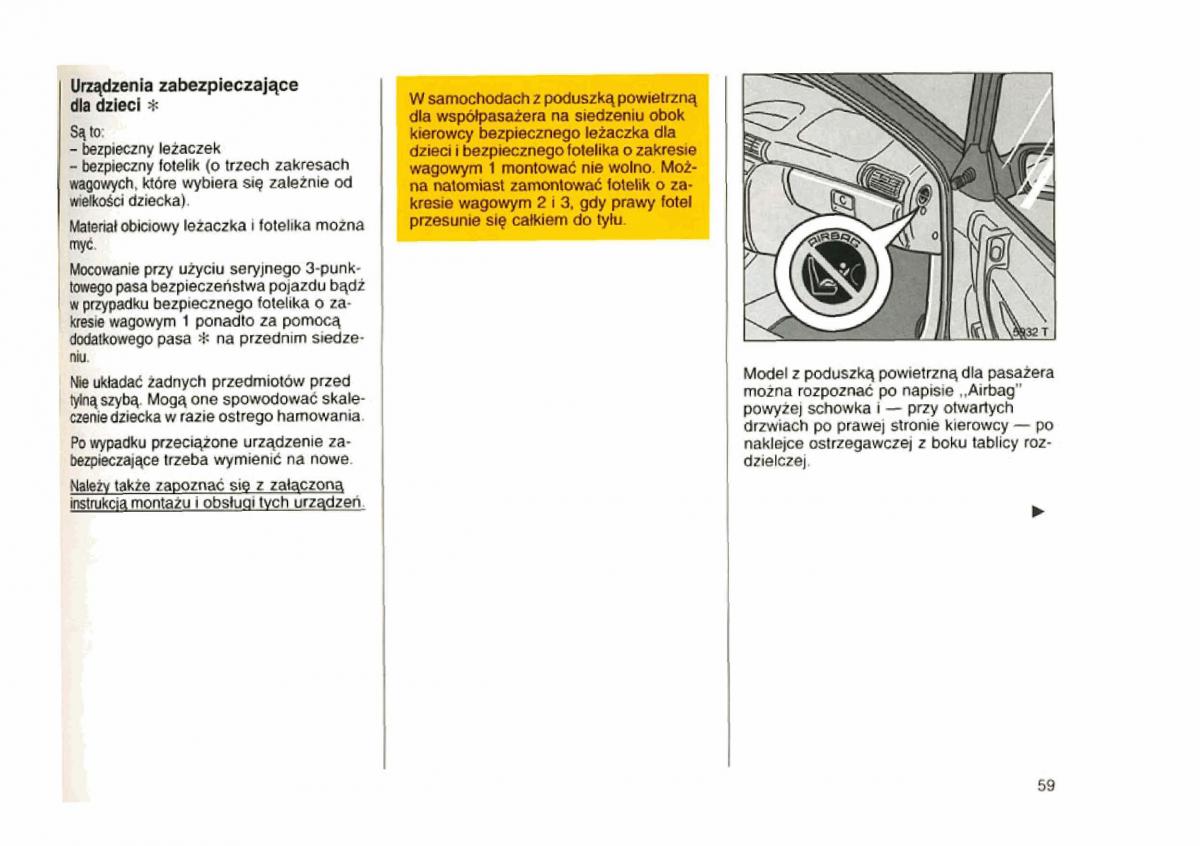 Opel astra I 1 F instrukcja obslugi / page 58