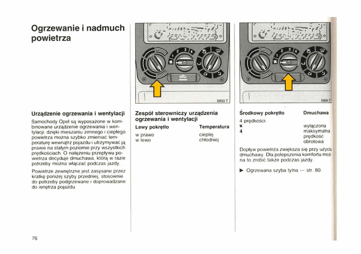 Opel astra I 1 F instrukcja obslugi / page 73