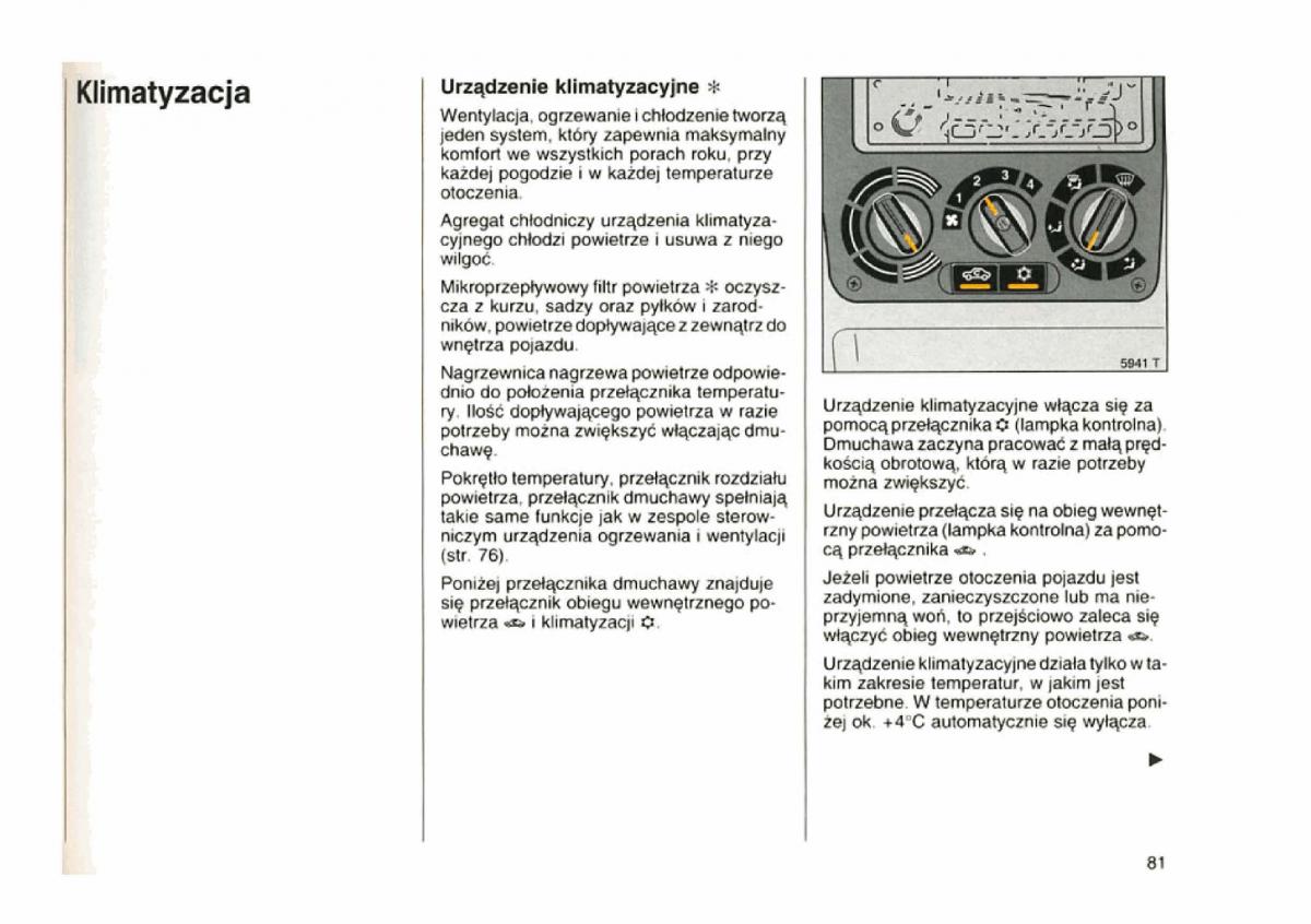 Opel astra I 1 F instrukcja obslugi / page 78