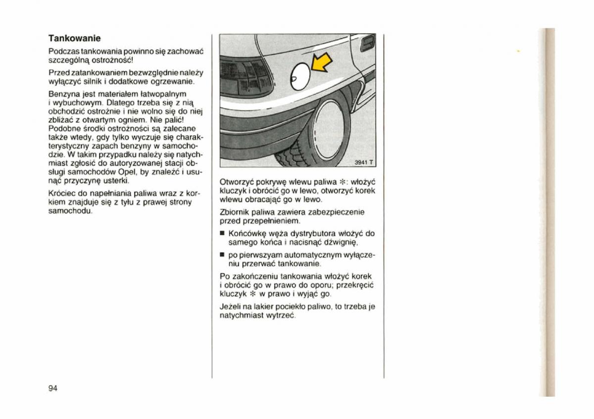 Opel astra I 1 F instrukcja obslugi / page 90