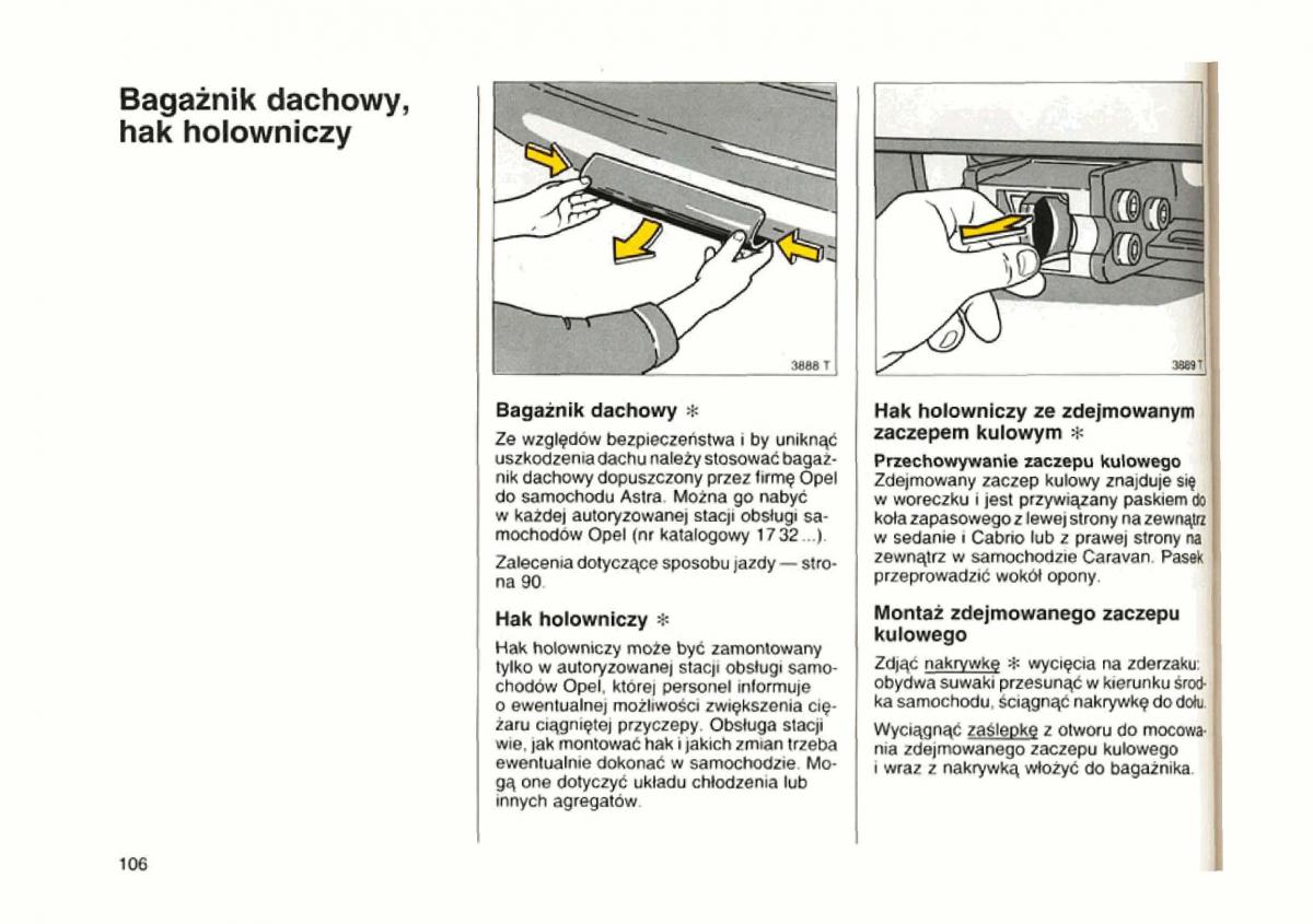 Opel astra I 1 F instrukcja obslugi / page 102