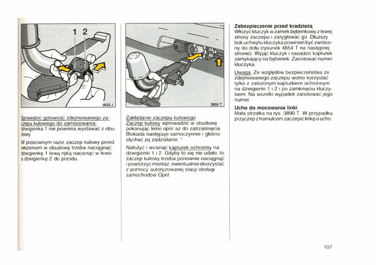 Opel astra I 1 F instrukcja obslugi / page 103