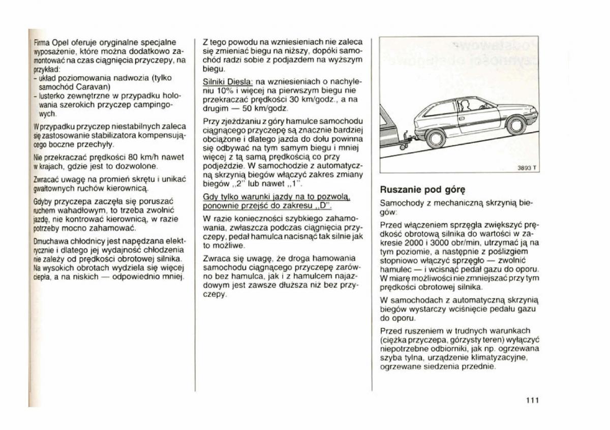 Opel astra I 1 F instrukcja obslugi / page 107