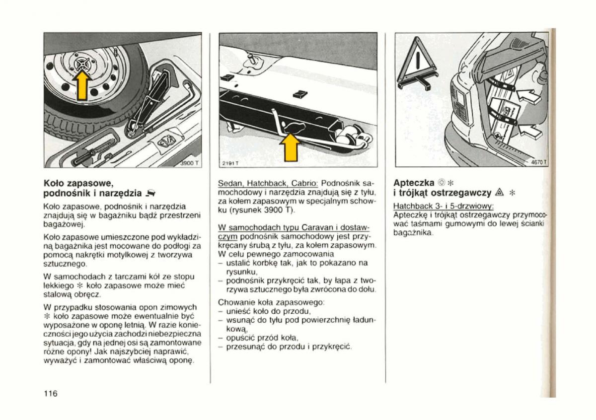 Opel astra I 1 F instrukcja obslugi / page 112