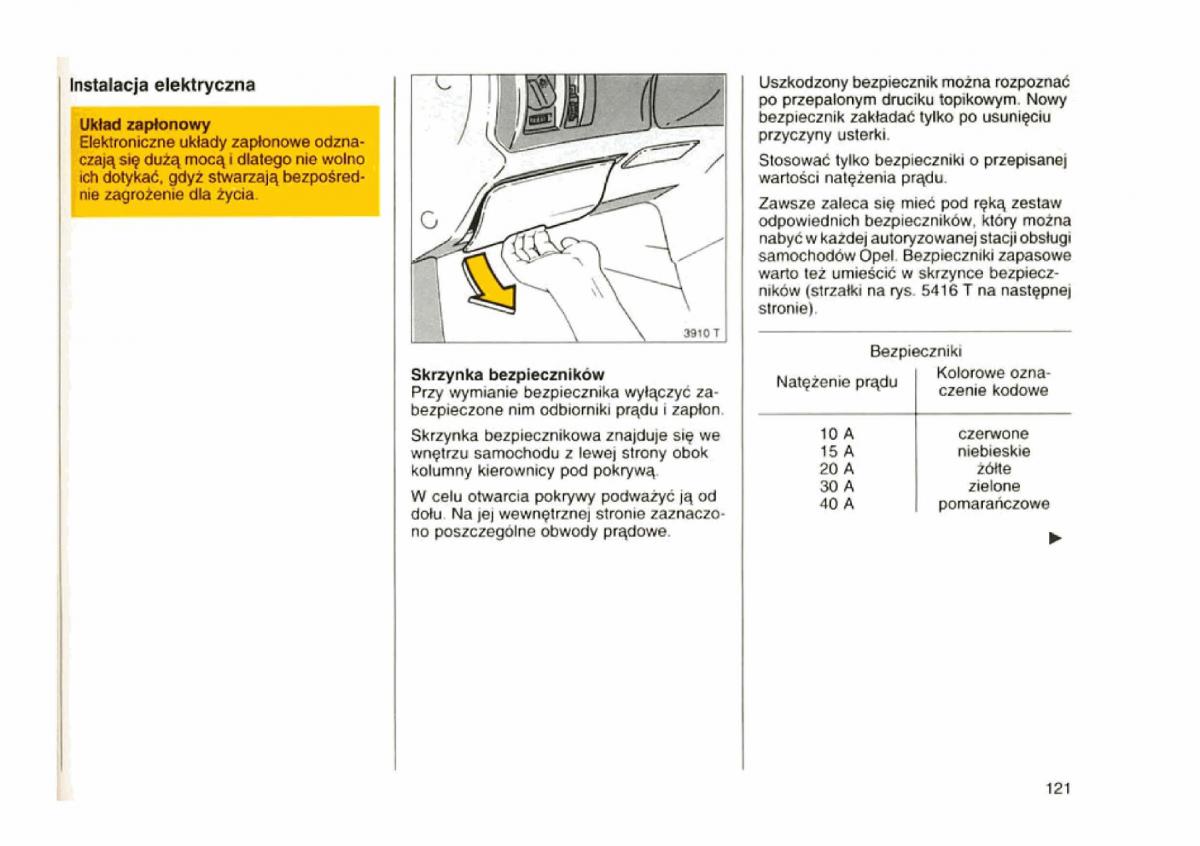 Opel astra I 1 F instrukcja obslugi / page 117