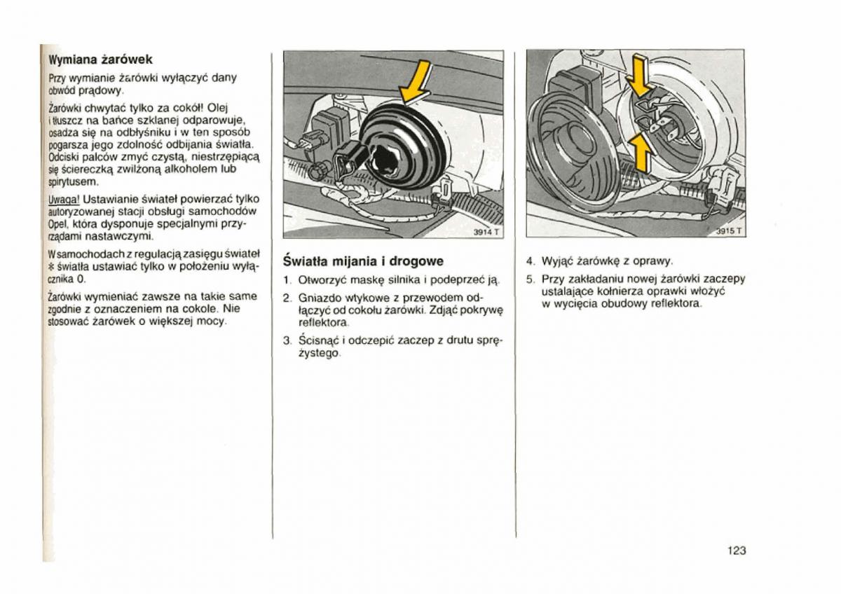 Opel astra I 1 F instrukcja obslugi / page 119