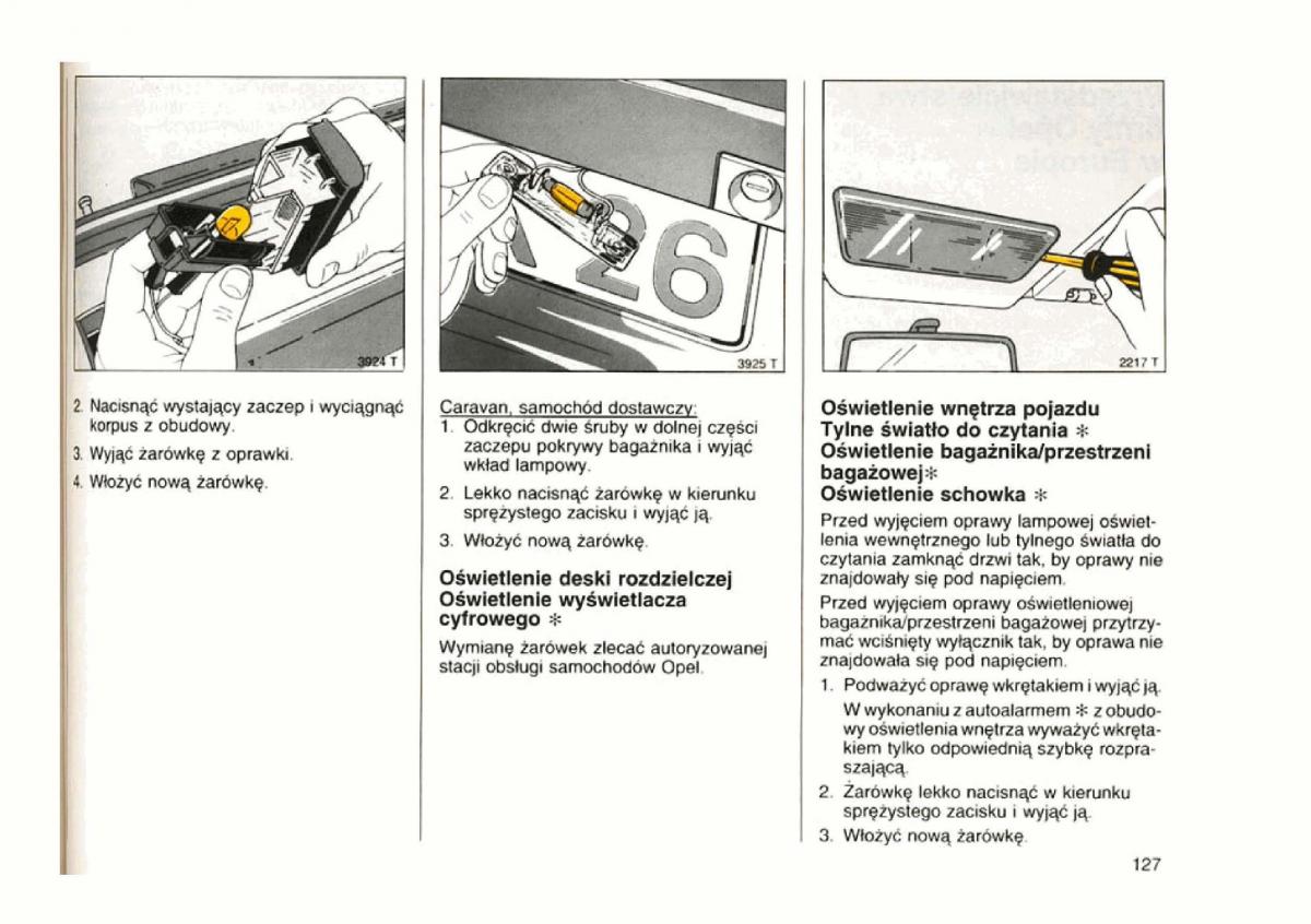 Opel astra I 1 F instrukcja obslugi / page 123