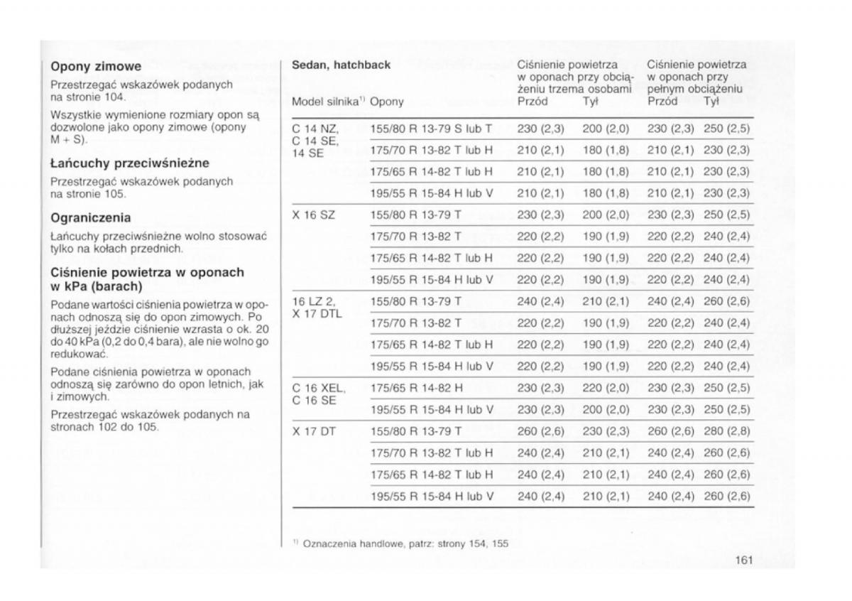 Opel astra I 1 F instrukcja obslugi / page 157