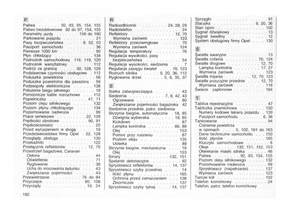 Opel astra I 1 F instrukcja obslugi / page 178