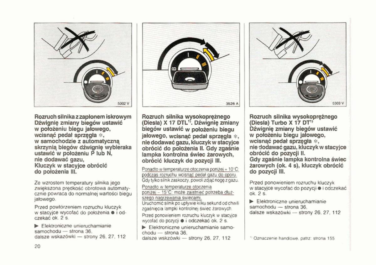 Opel astra I 1 F instrukcja obslugi / page 20