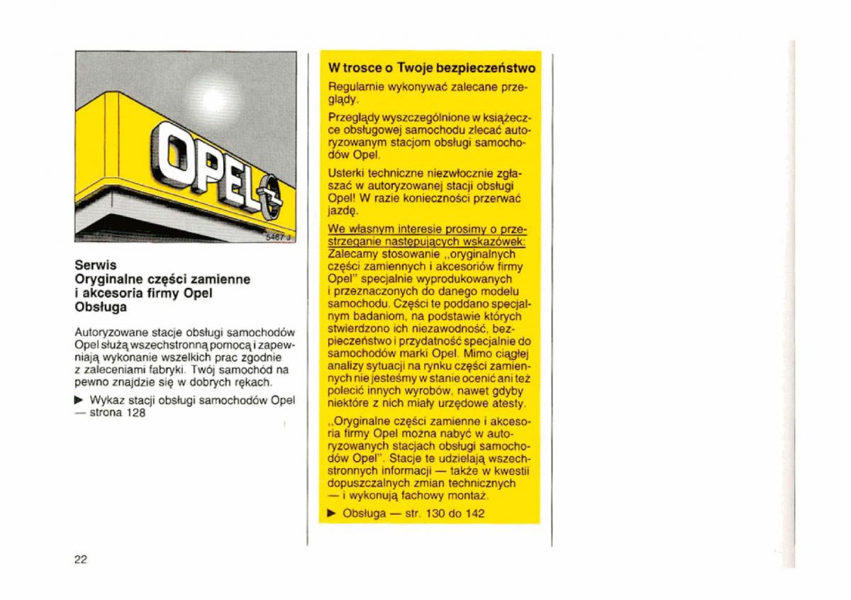 Opel astra I 1 F instrukcja obslugi / page 22