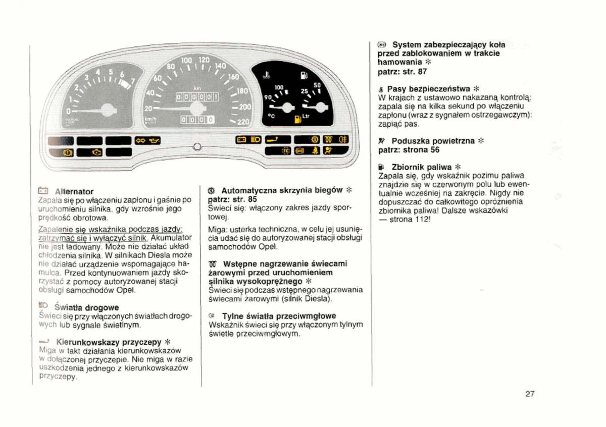 Opel astra I 1 F instrukcja obslugi / page 27