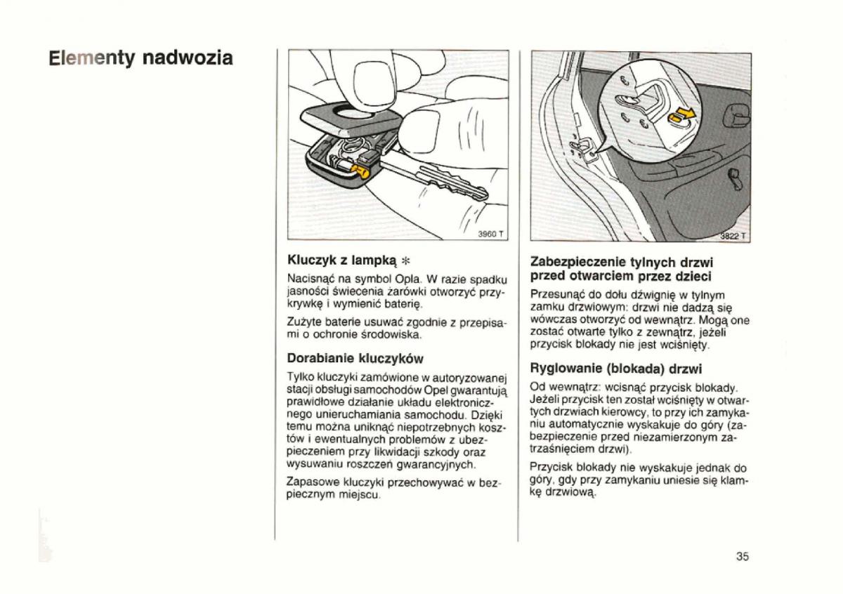 Opel astra I 1 F instrukcja obslugi / page 35