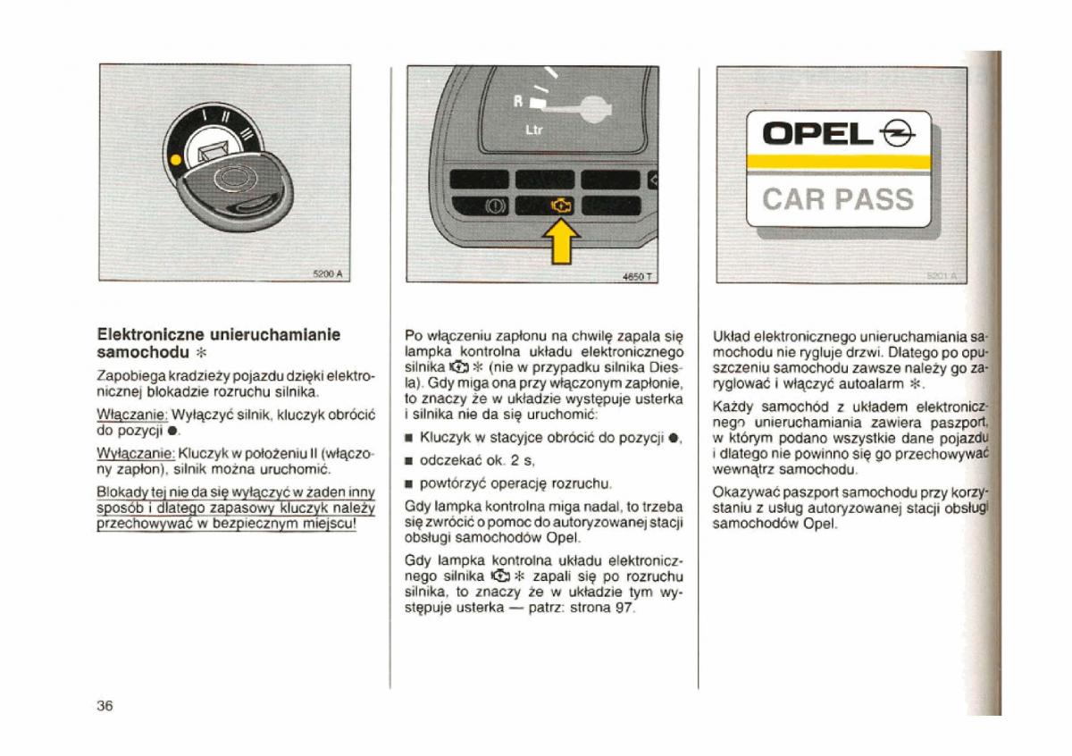 Opel astra I 1 F instrukcja obslugi / page 36