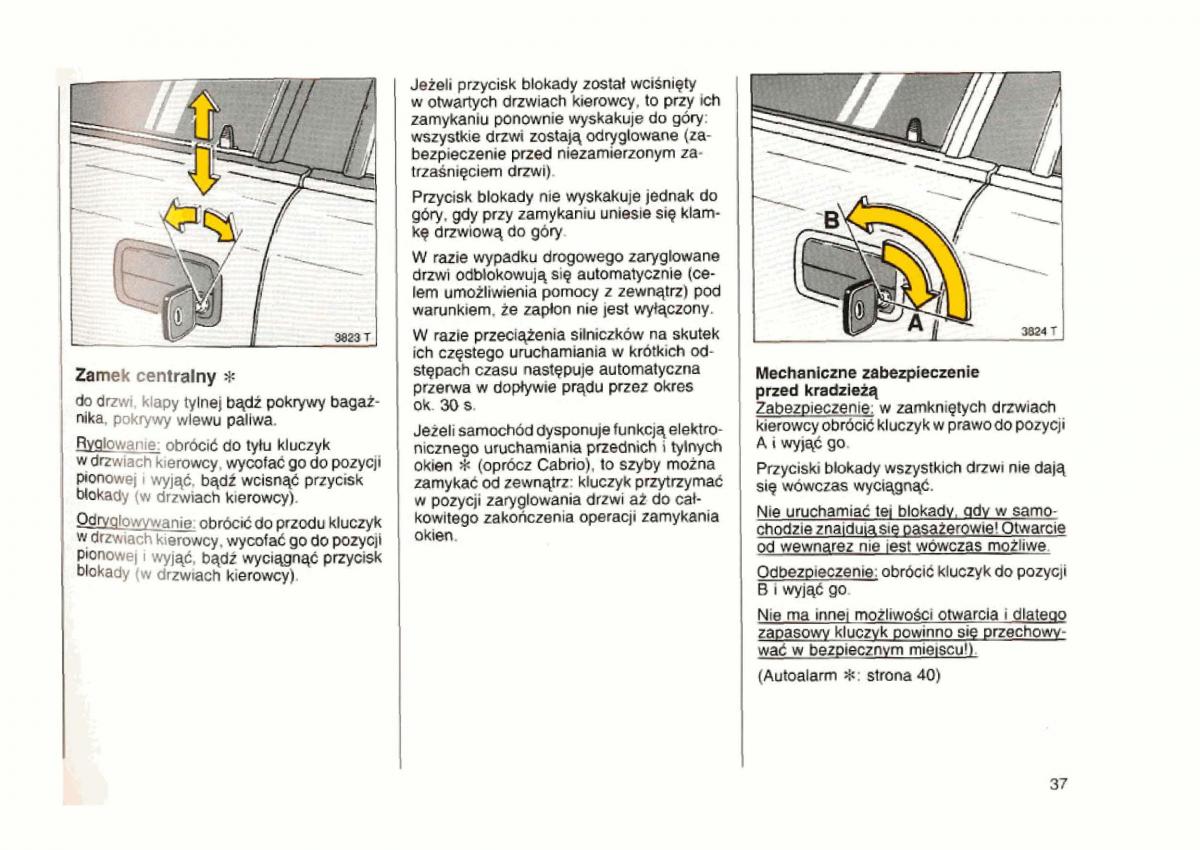 Opel astra I 1 F instrukcja obslugi / page 37