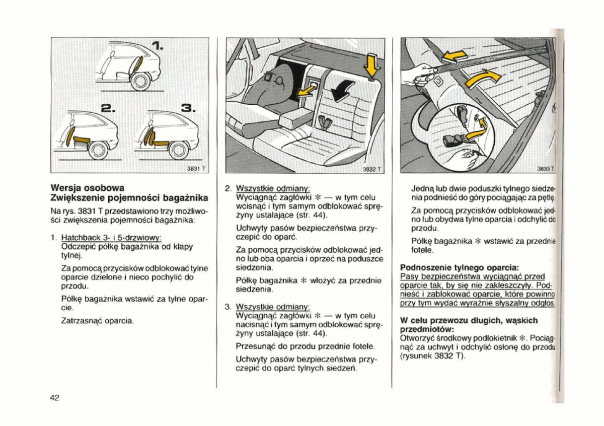 Opel astra I 1 F instrukcja obslugi / page 42