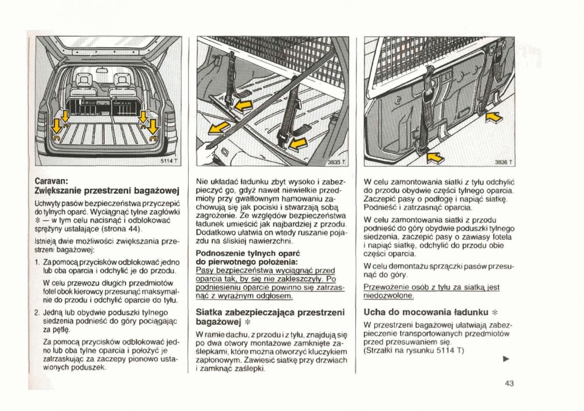 Opel astra I 1 F instrukcja obslugi / page 43