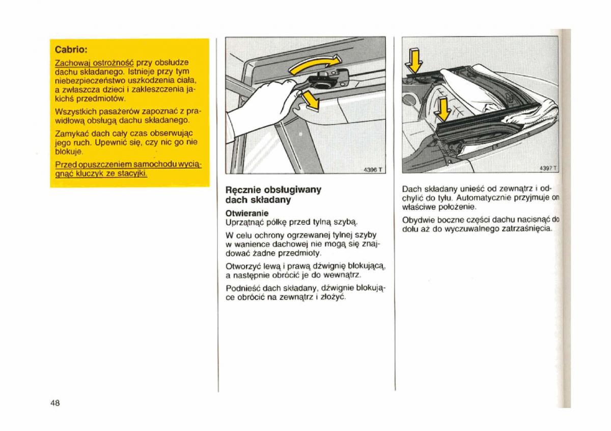 Opel astra I 1 F instrukcja obslugi / page 48