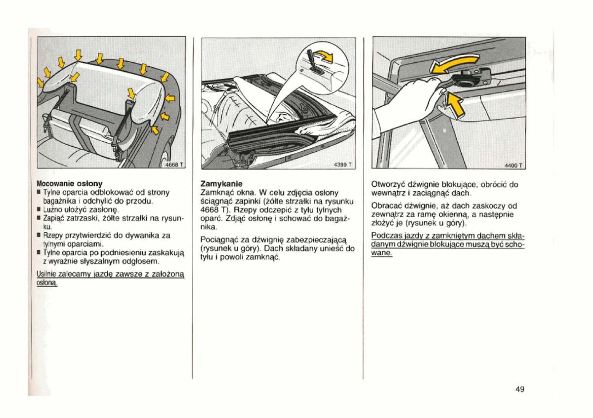 Opel astra I 1 F instrukcja obslugi / page 49