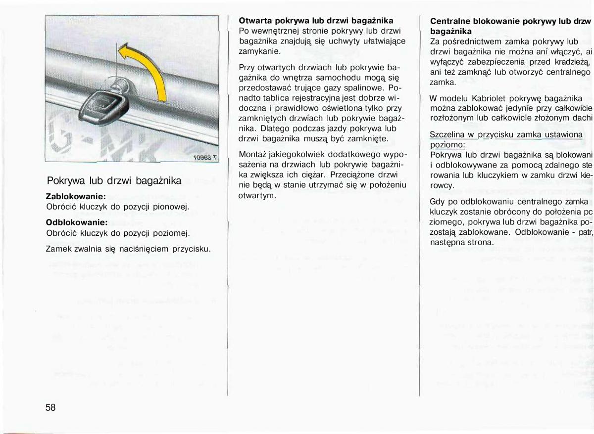 Opel Astra II 2 G instrukcja obslugi / page 59