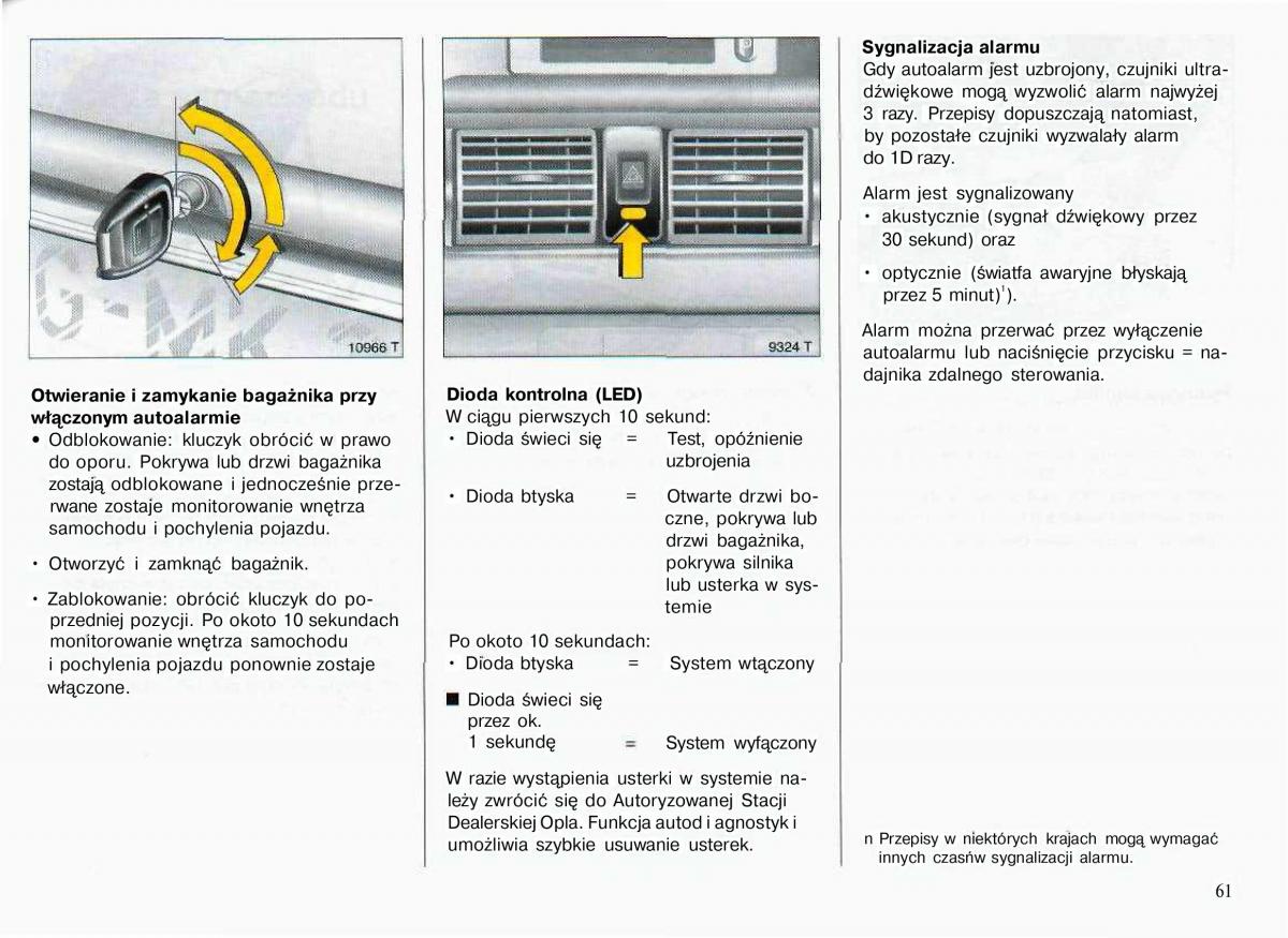 Opel Astra II 2 G instrukcja obslugi / page 62