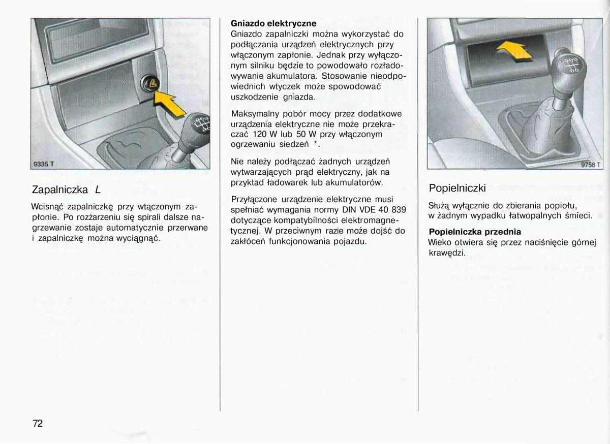 Opel Astra II 2 G instrukcja obslugi / page 73