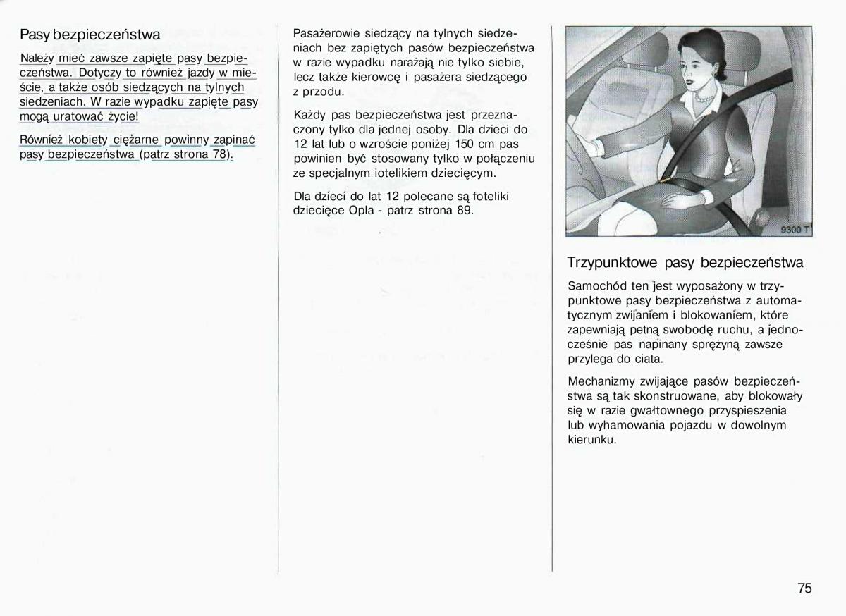 Opel Astra II 2 G instrukcja obslugi / page 76