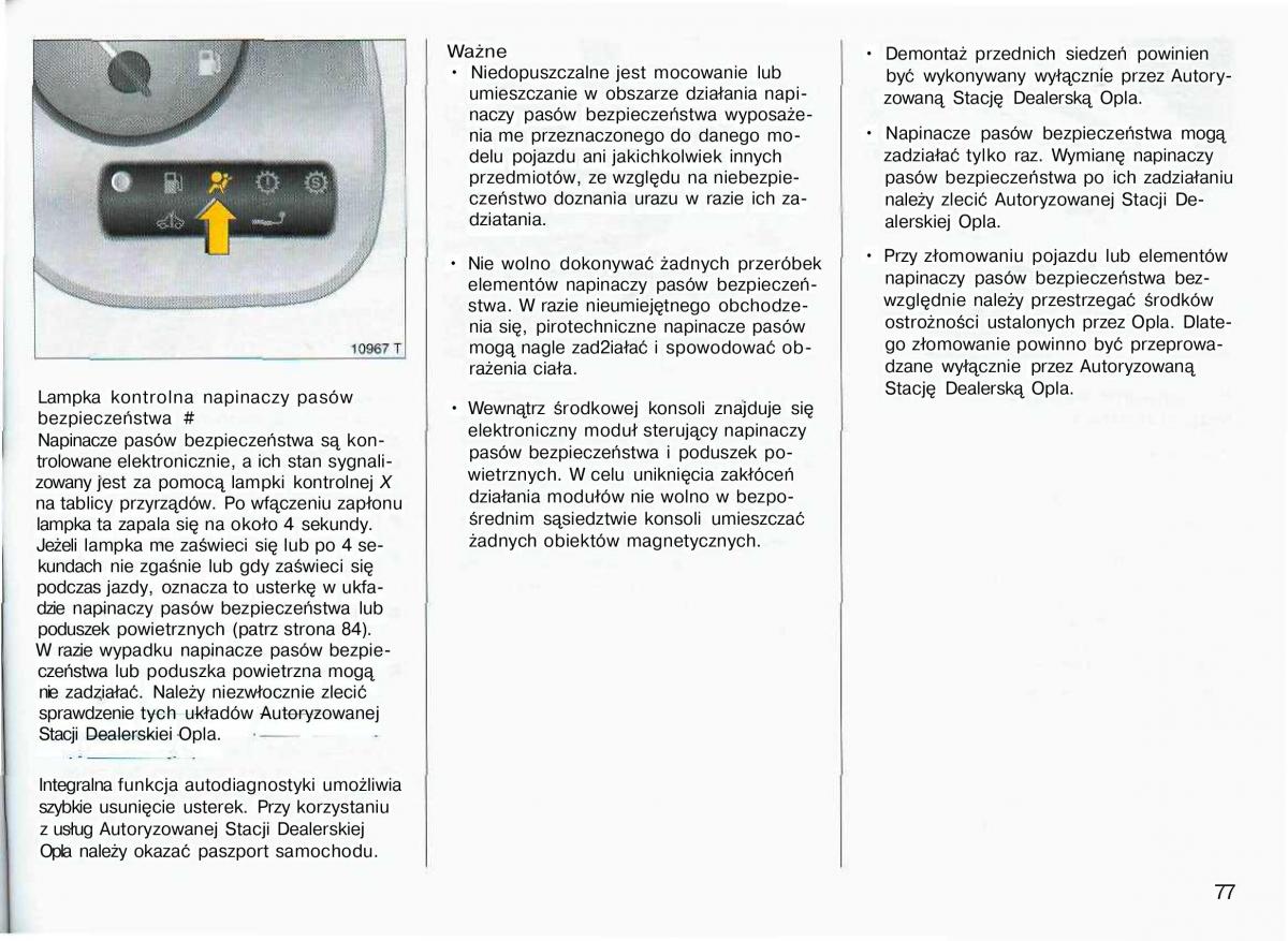 Opel Astra II 2 G instrukcja obslugi / page 78