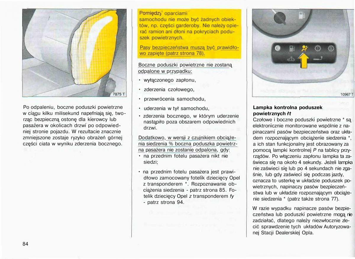 Opel Astra II 2 G instrukcja obslugi / page 85