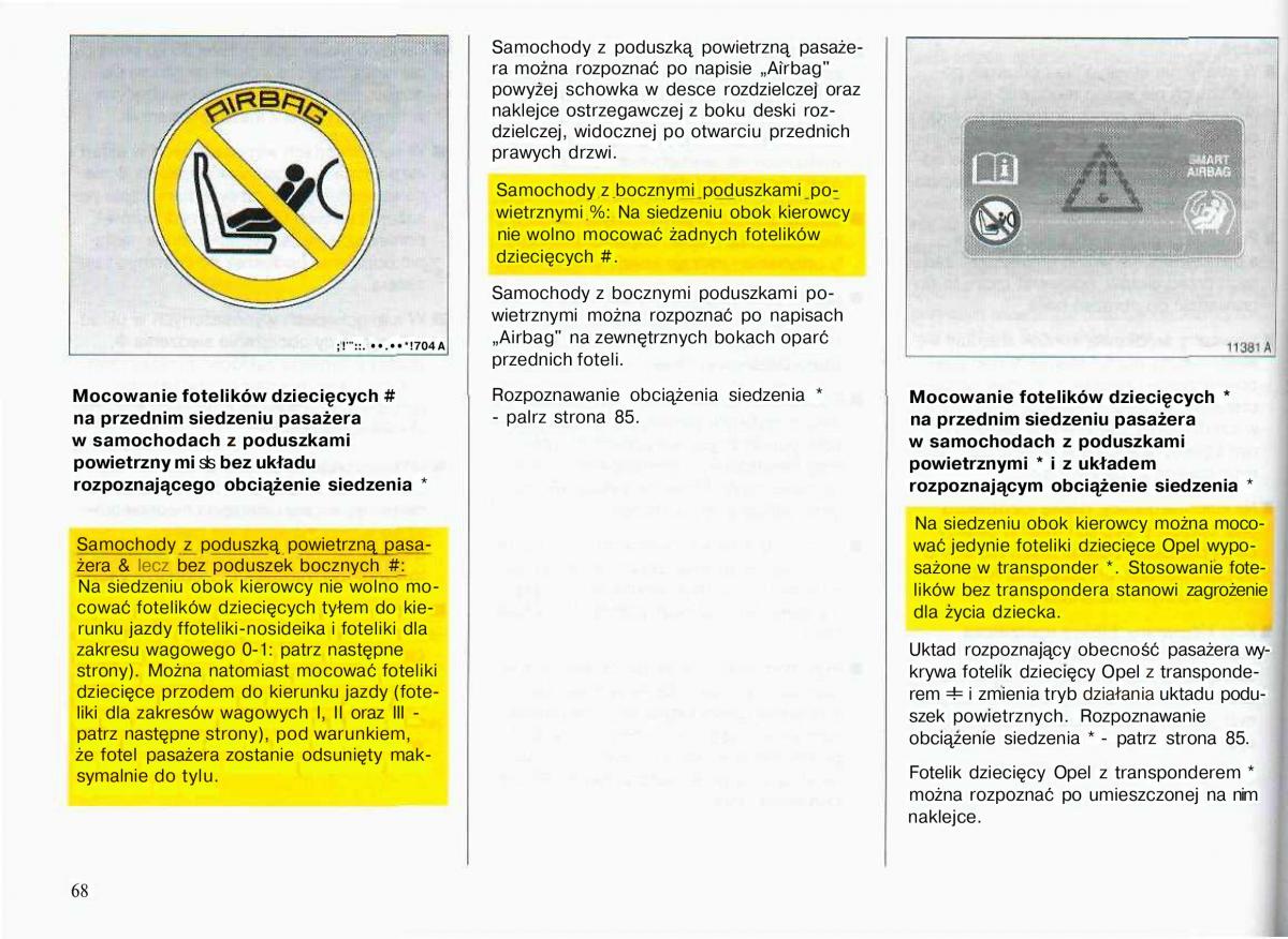 Opel Astra II 2 G instrukcja obslugi / page 89