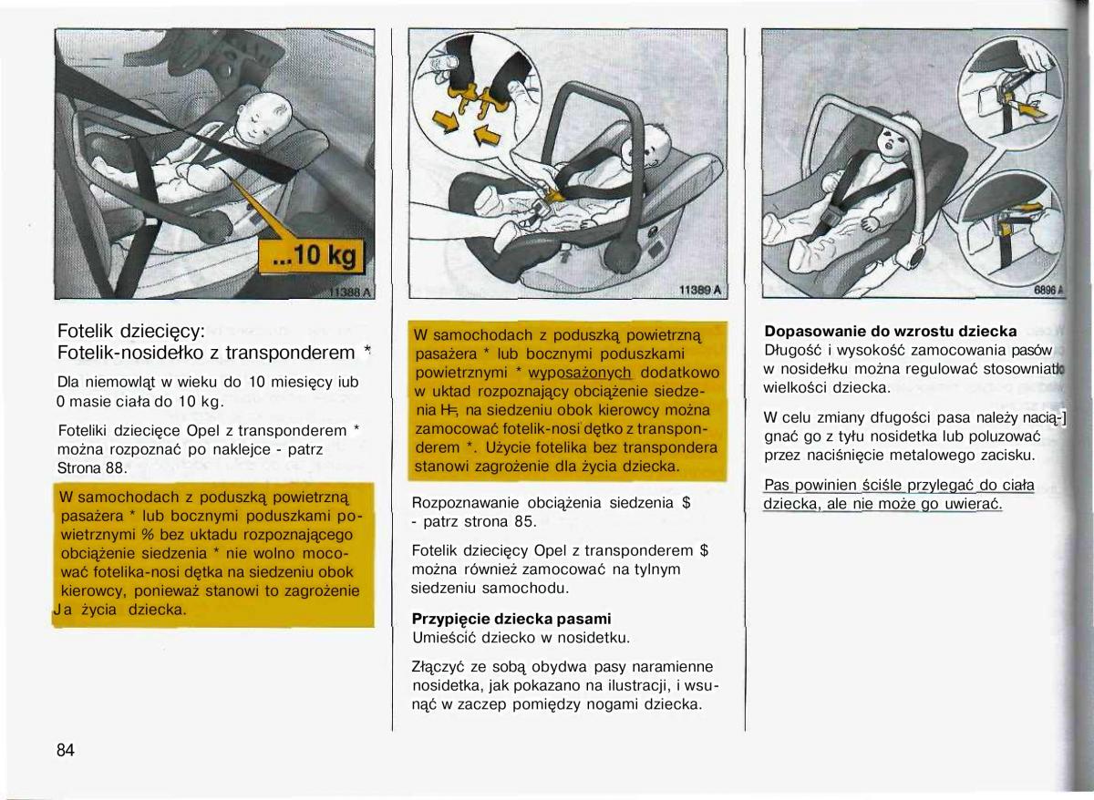 Opel Astra II 2 G instrukcja obslugi / page 95