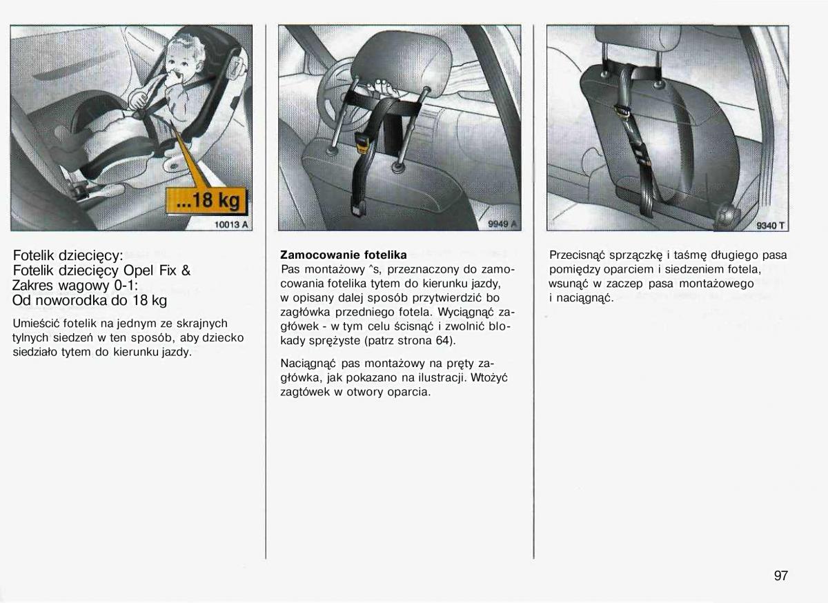 Opel Astra II 2 G instrukcja obslugi / page 98