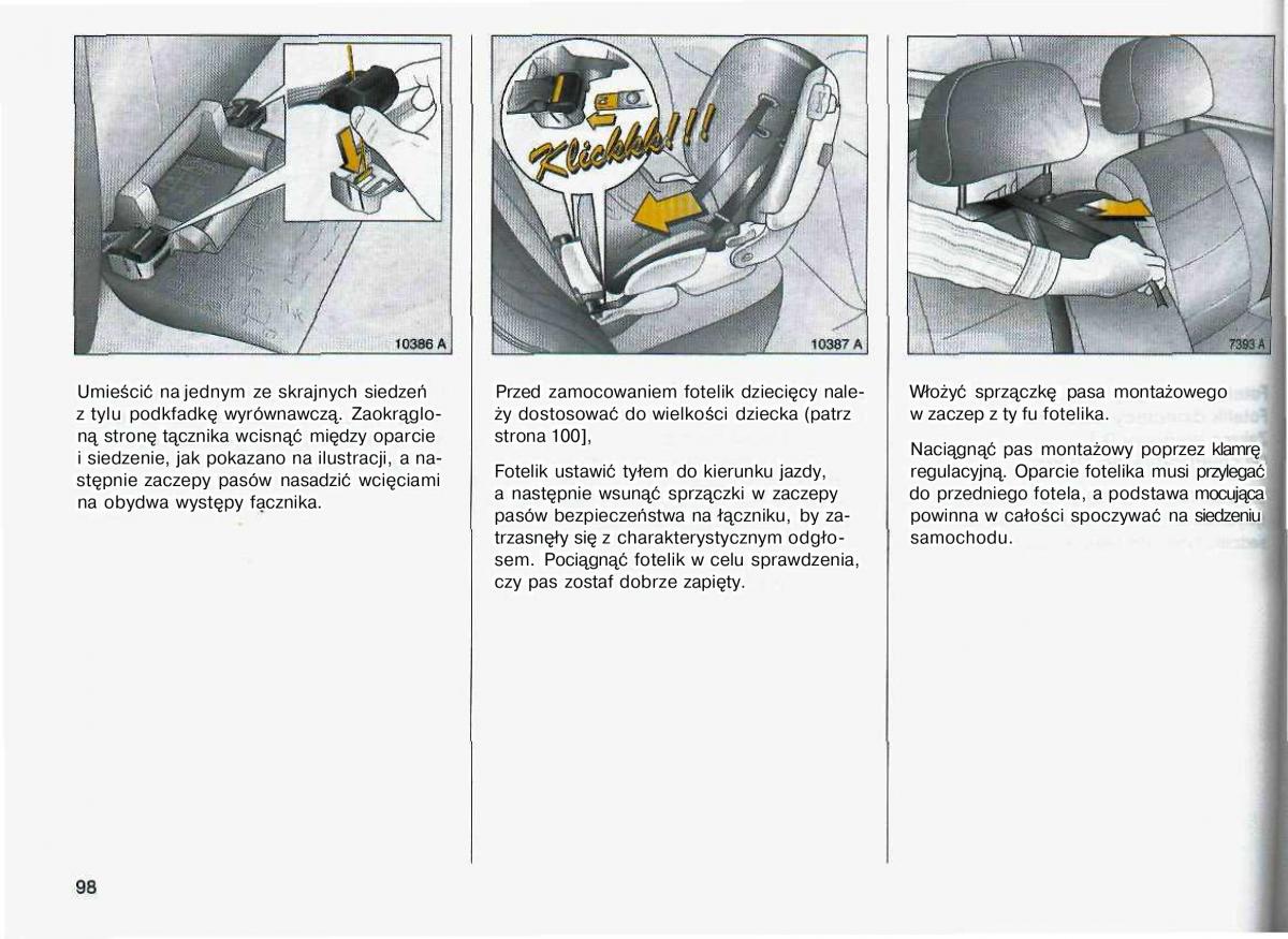 Opel Astra II 2 G instrukcja obslugi / page 99