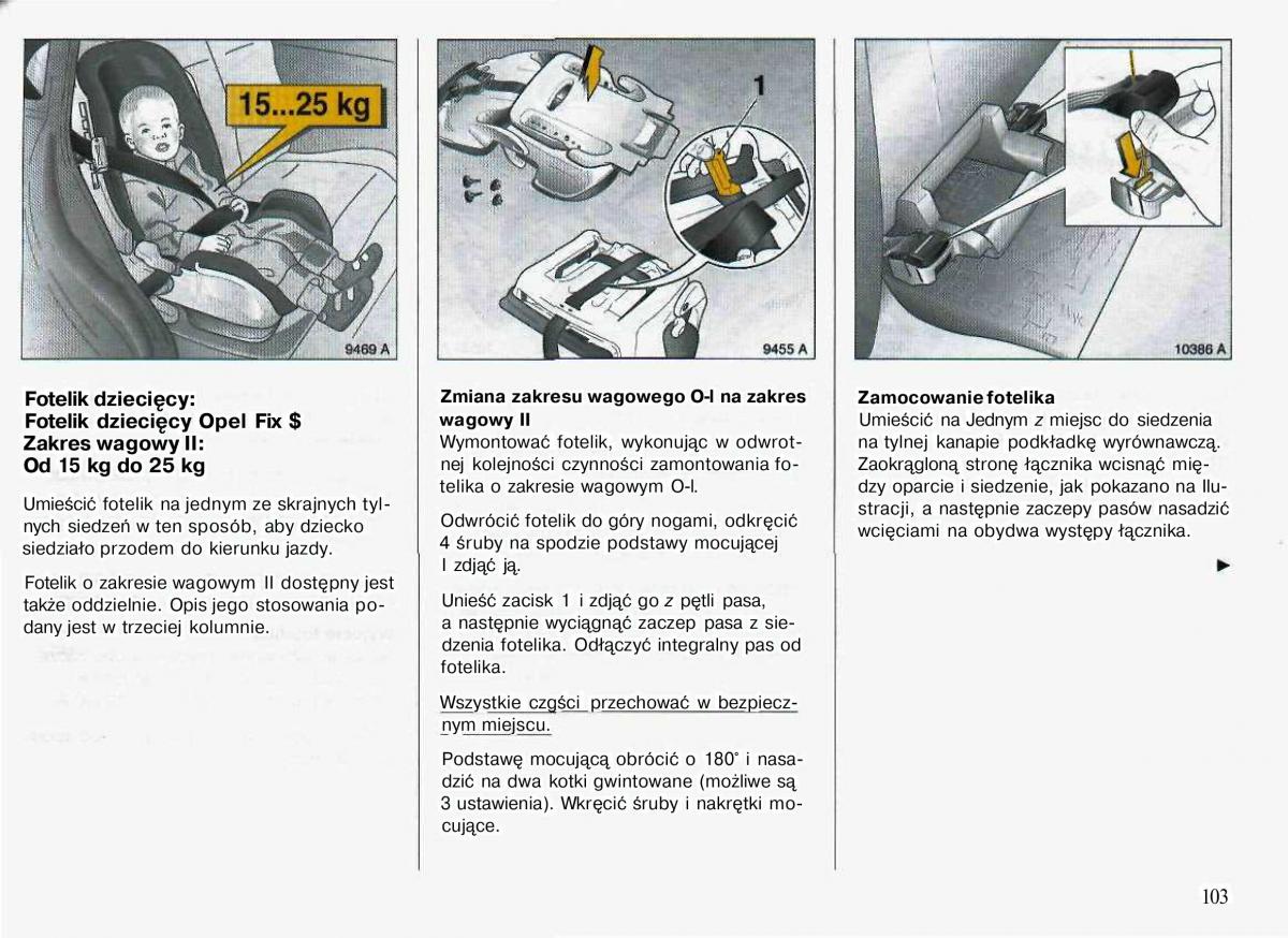 Opel Astra II 2 G instrukcja obslugi / page 104